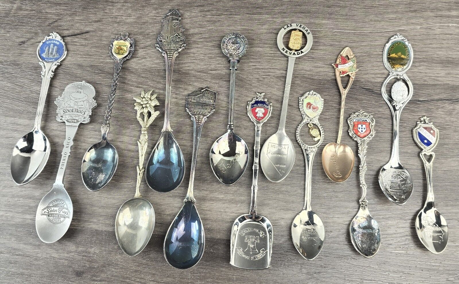 Lot of 14 assorted styles collectors spoons