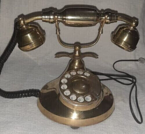 French Mother In Law Rotary Dial Brass Telephone Paris Prop Display Decorative