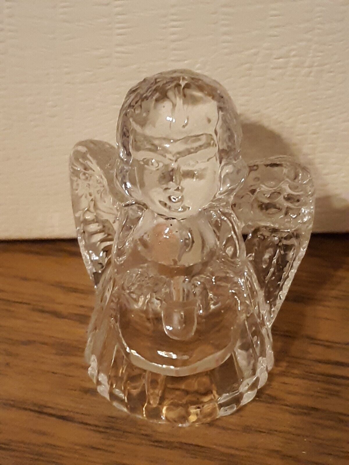 Biedermann Crystal Clear Glass Angel Miniature Candle Holder Vintage Christmas