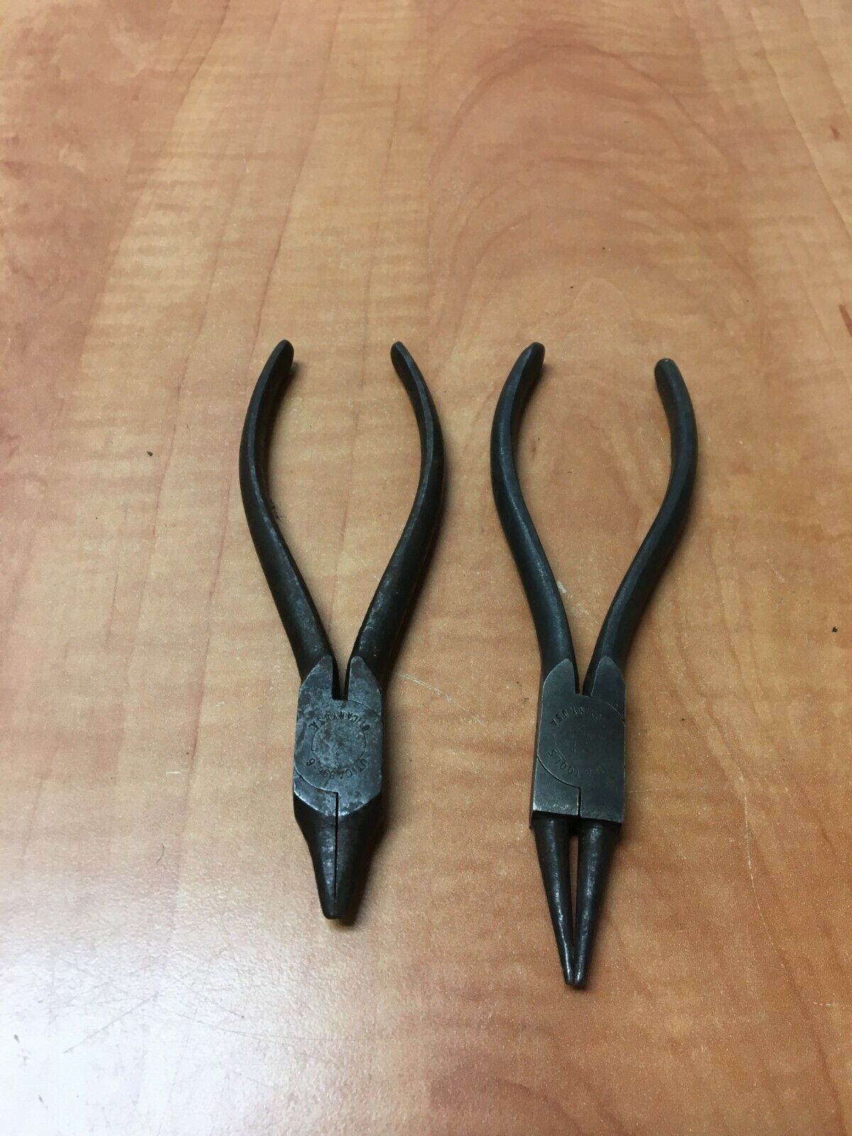 VINTAGE UTICA 896-6 Duck Bill  PLIERS & Round Nose 21-5 Pliers USA Lot of 2