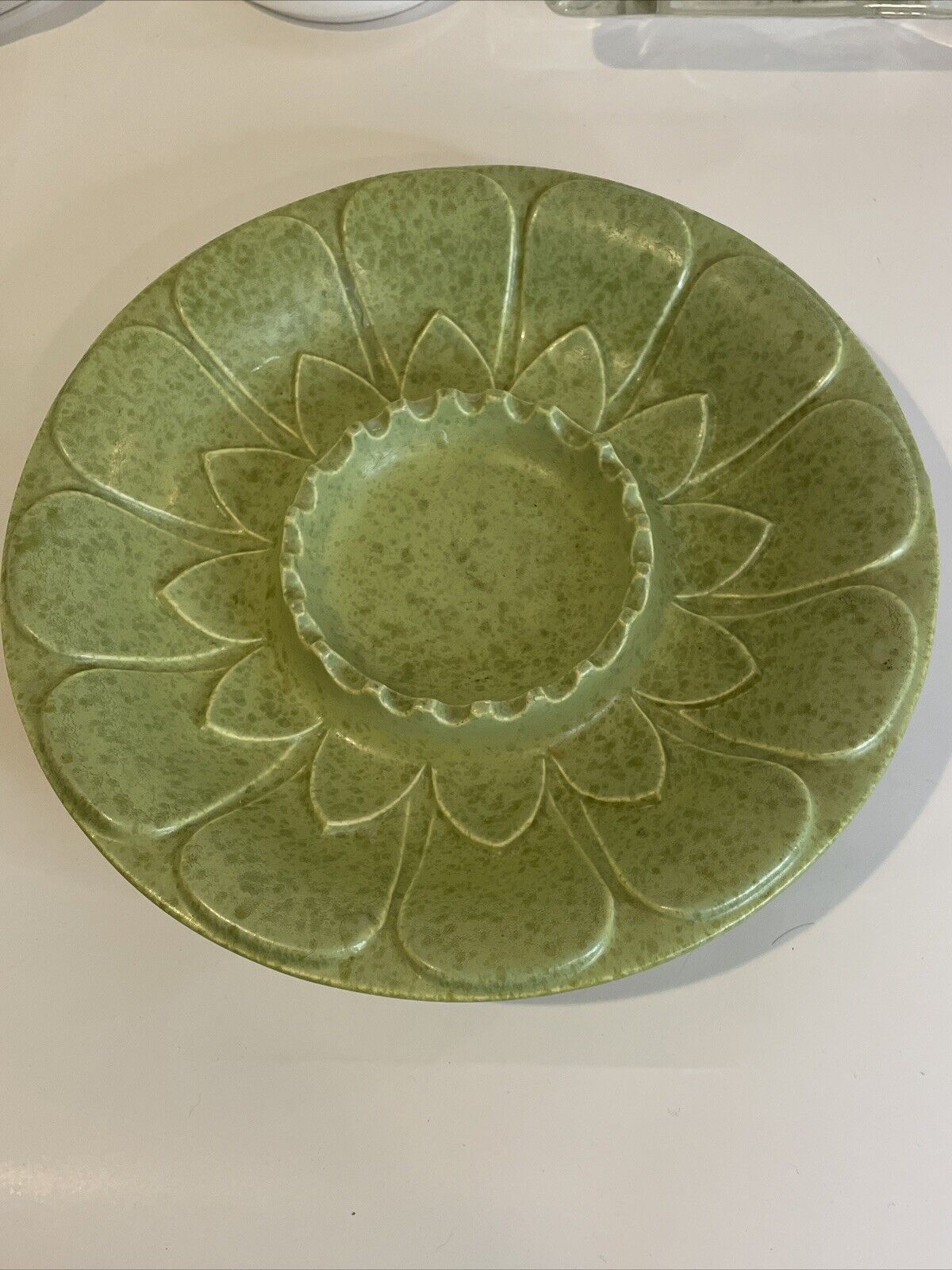 Vtg MCM Haeger USA Made Art Pottery Ashtray Trinket Candy Dish 1054 Green FS