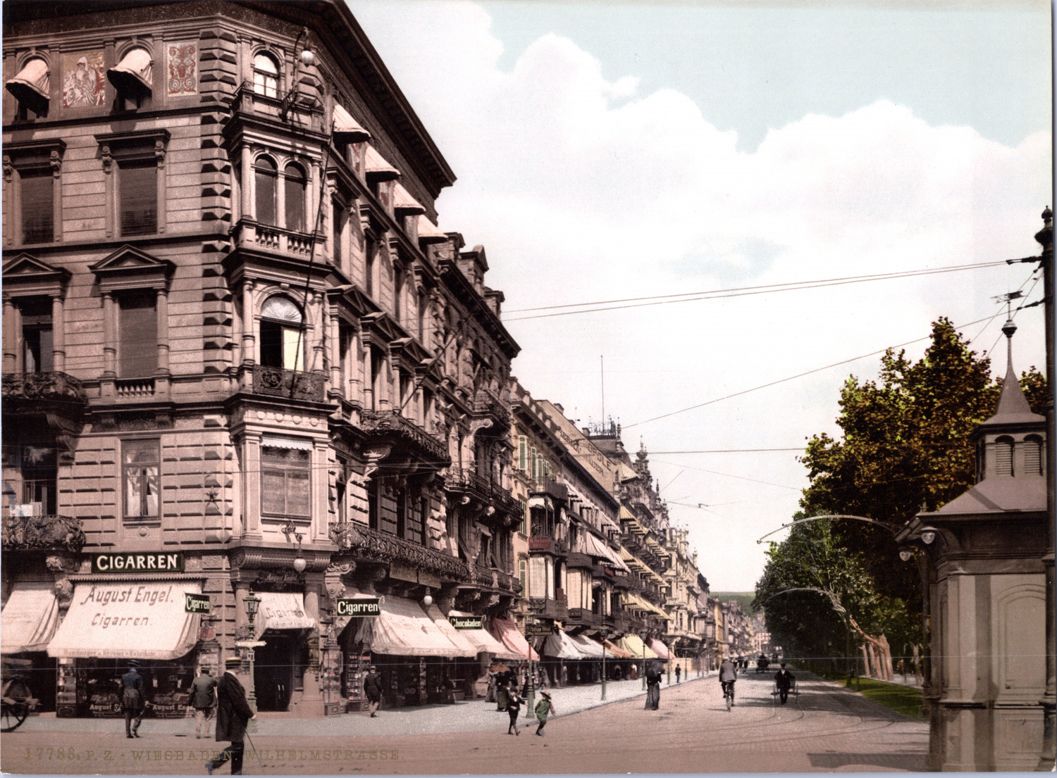 Germany, Wiesbaden. Wilhelmstrasse. vintage print photochrome, vintage ph