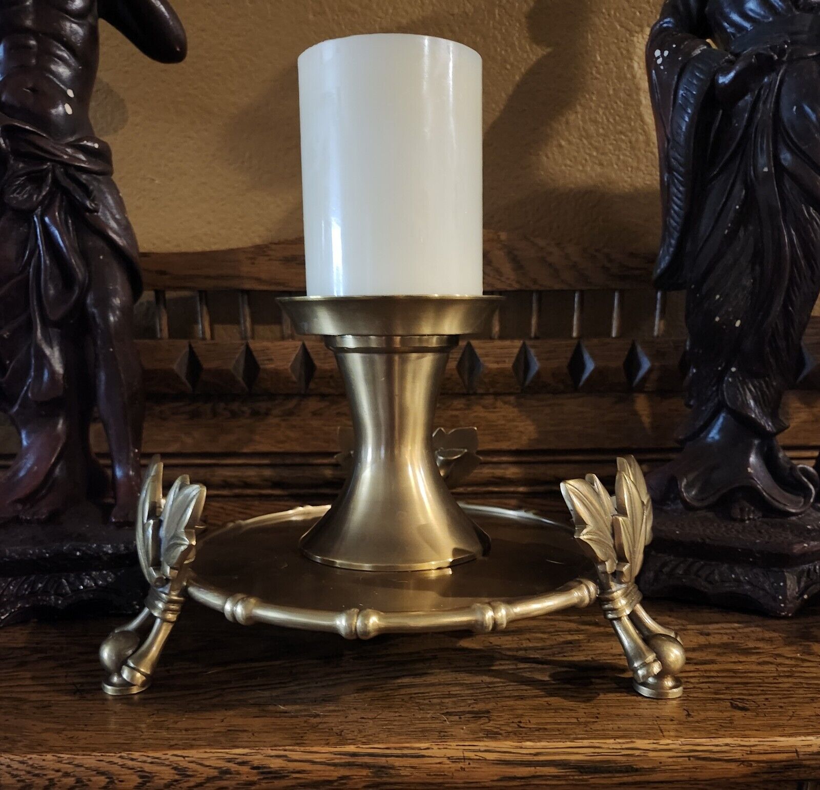 Solid Brass Ornate Design Very Heavy Candle Holder-Candle Not Included