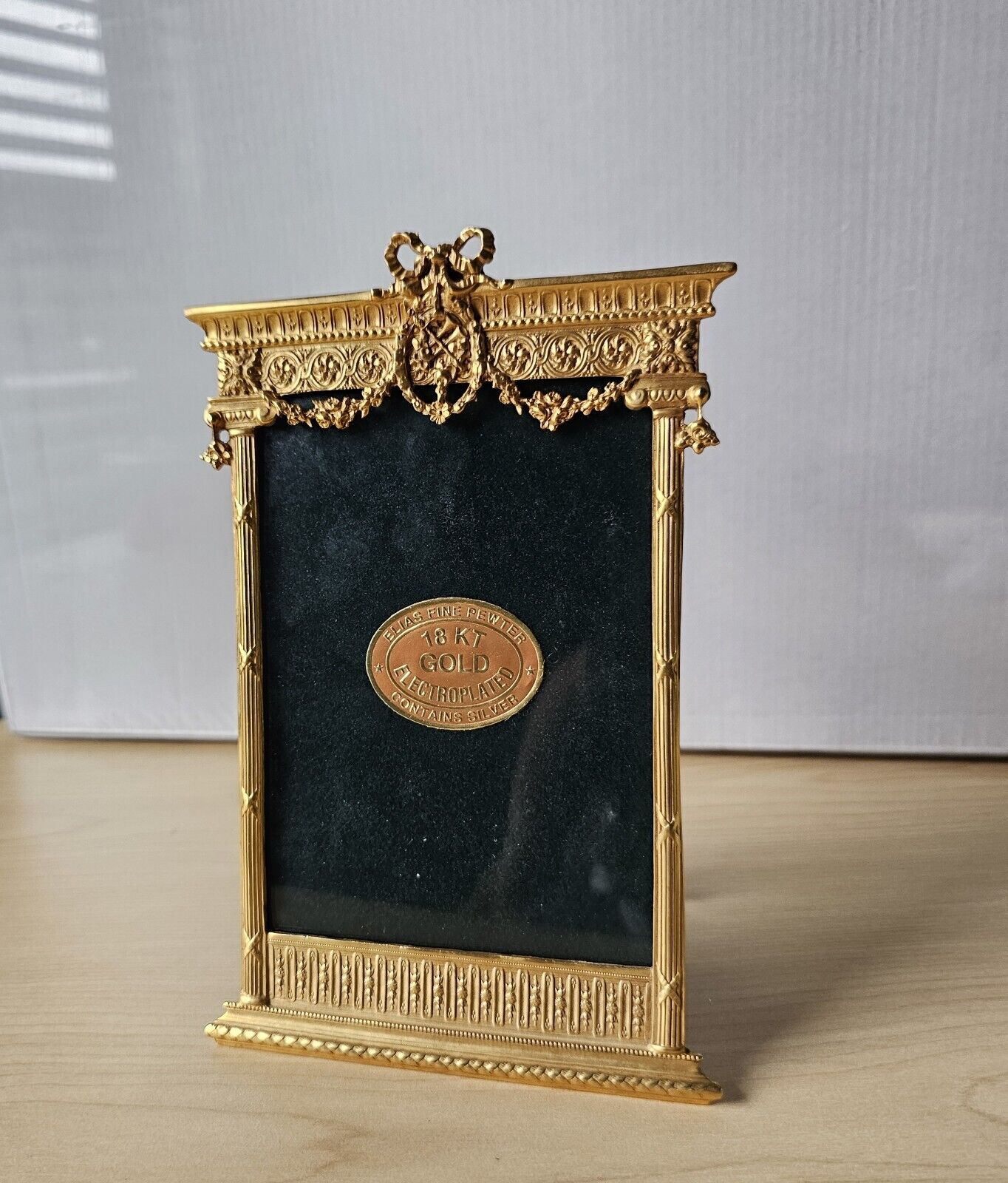 Elias Pewter 18kt Gold EP French Tabernacle Picture Frame