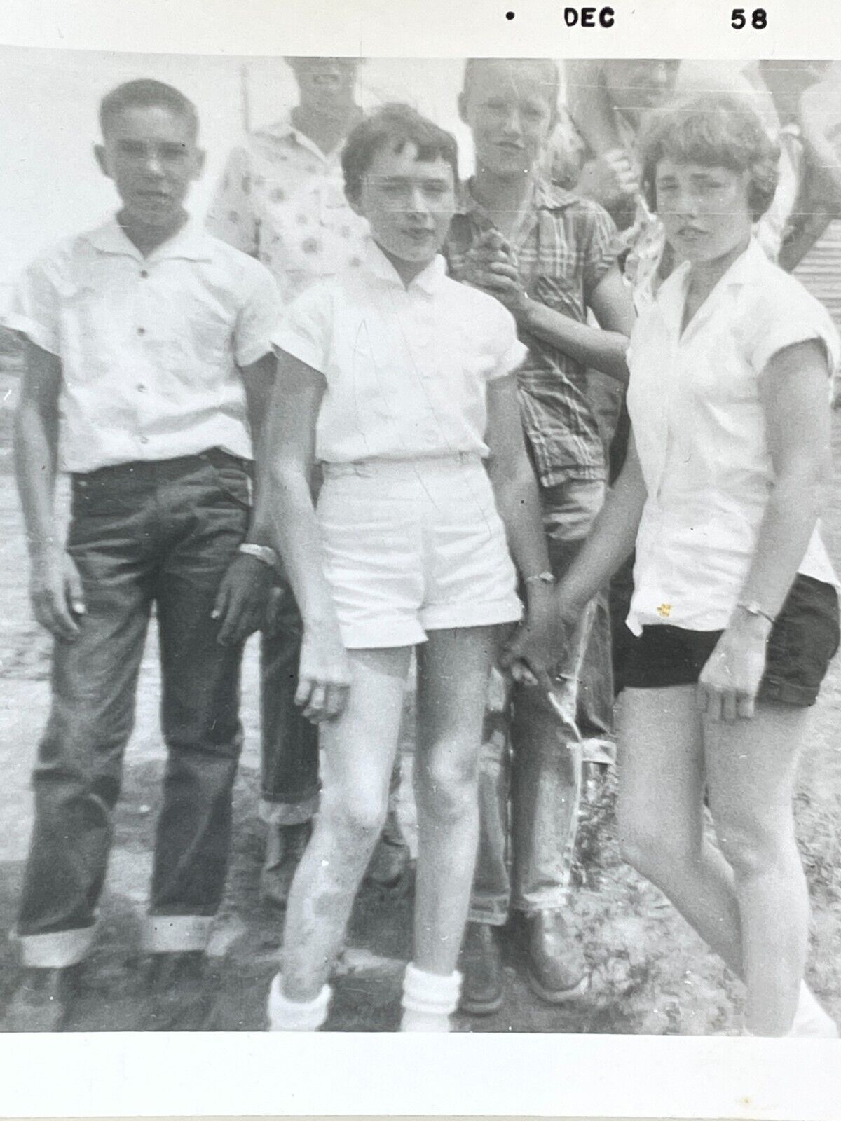 A8 Photograph Group Of Boy Girls Neighborhood Kids 1958