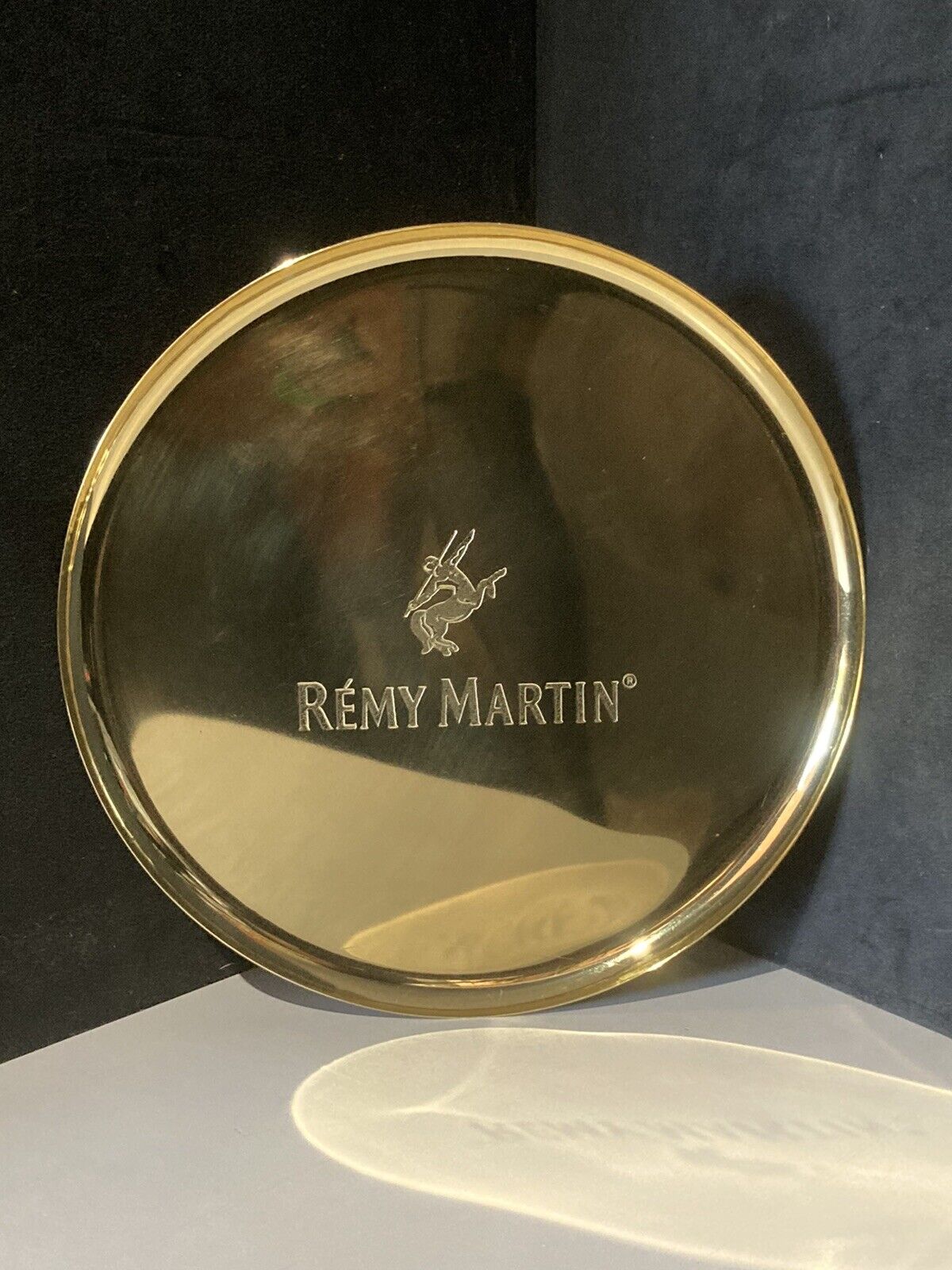 Rare NEW Remy Martin Cognac Bottle Gold Serving Tray For Louis XIII Glasses