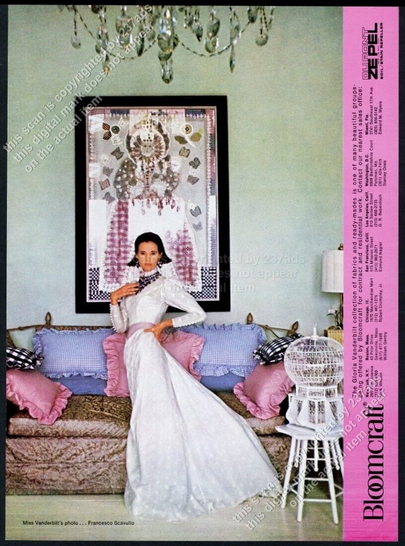 1974 Gloria Vanderbilt Francesco Scavullo photo Bloomcraft fabrics vtg print ad