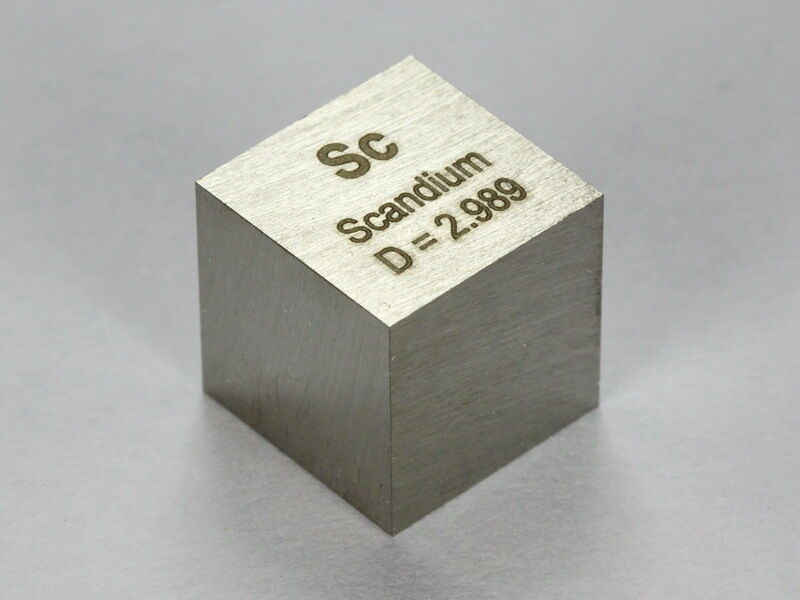 Scandium density cube ultra precision 10.0x10.0x10.0mm  - 99.99% purity