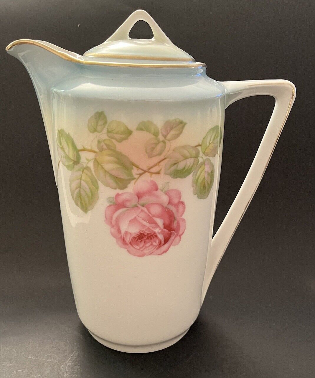 Vintage Three Crown China 9” Teapot w/Lid English Rose Design Gold Trim
