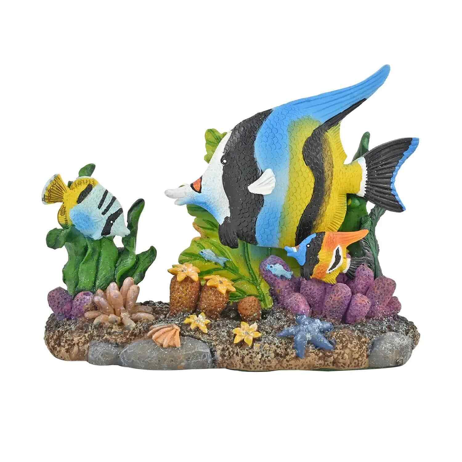 Handpainted Multi Color Resin Figurine Tropical Fish Pattern Home Decoration