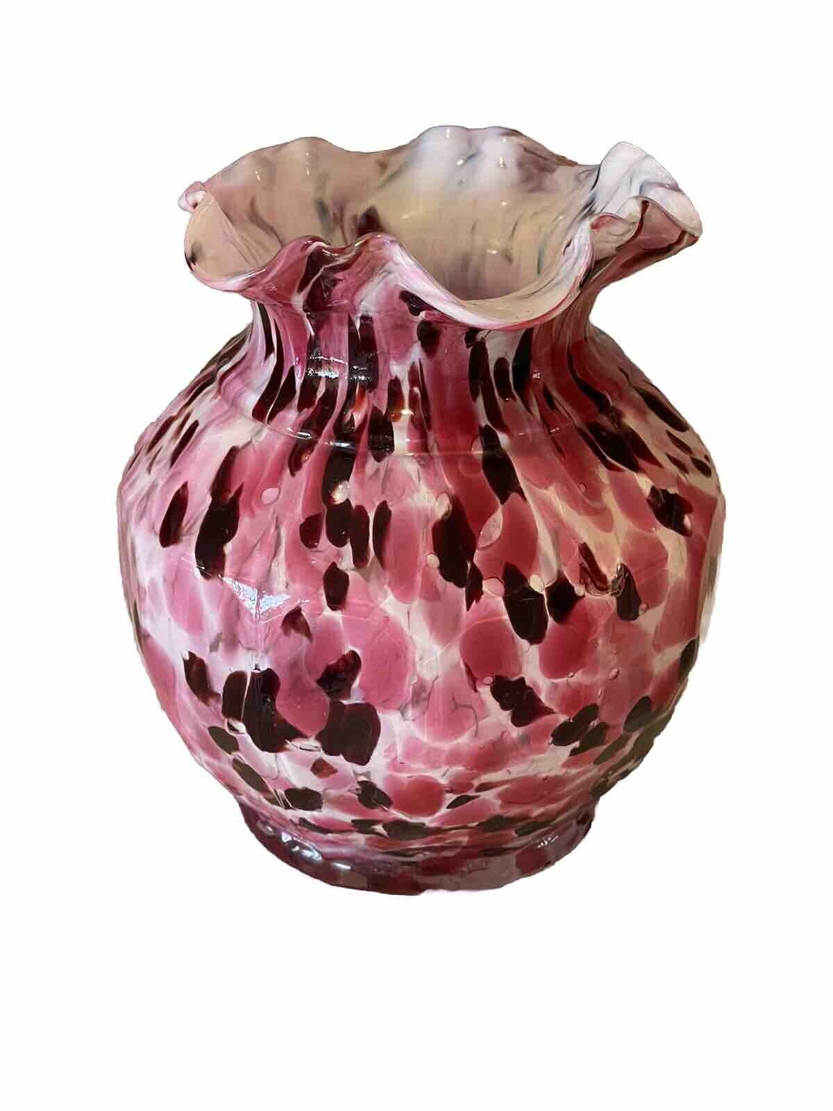 Antique Legras et Cie France Boules Facettes Spatter Glass Vase Design 3669