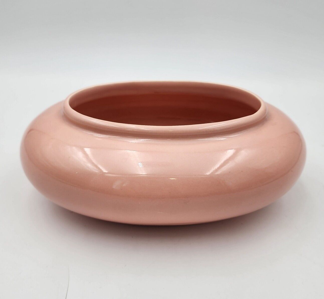 Vintage 1986 Haeger Pottery #4331 Round Peach Pink Planter Vasr Paper Label 7\