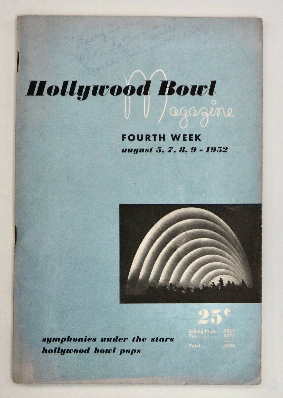 Hollywood Bowl Magazine Aug 1952 symphony
