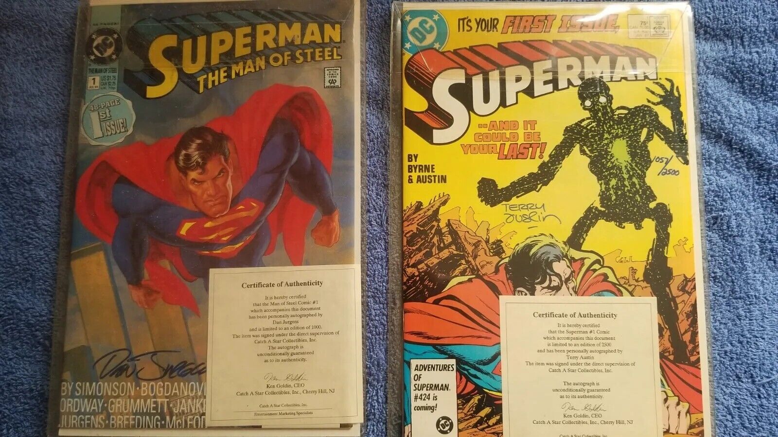 Superman #1 And Superman Man of Steel #1 Both Signed DC Comics