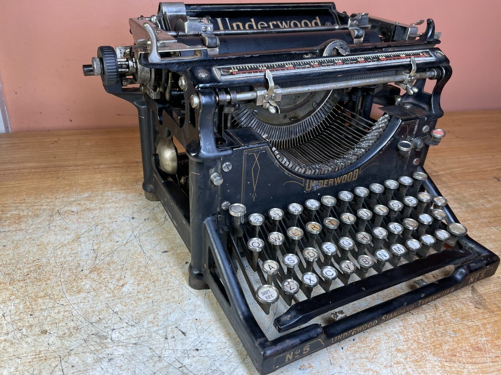1915 Underwood No.5 Working Antique Desktop Typewriter w New Ink