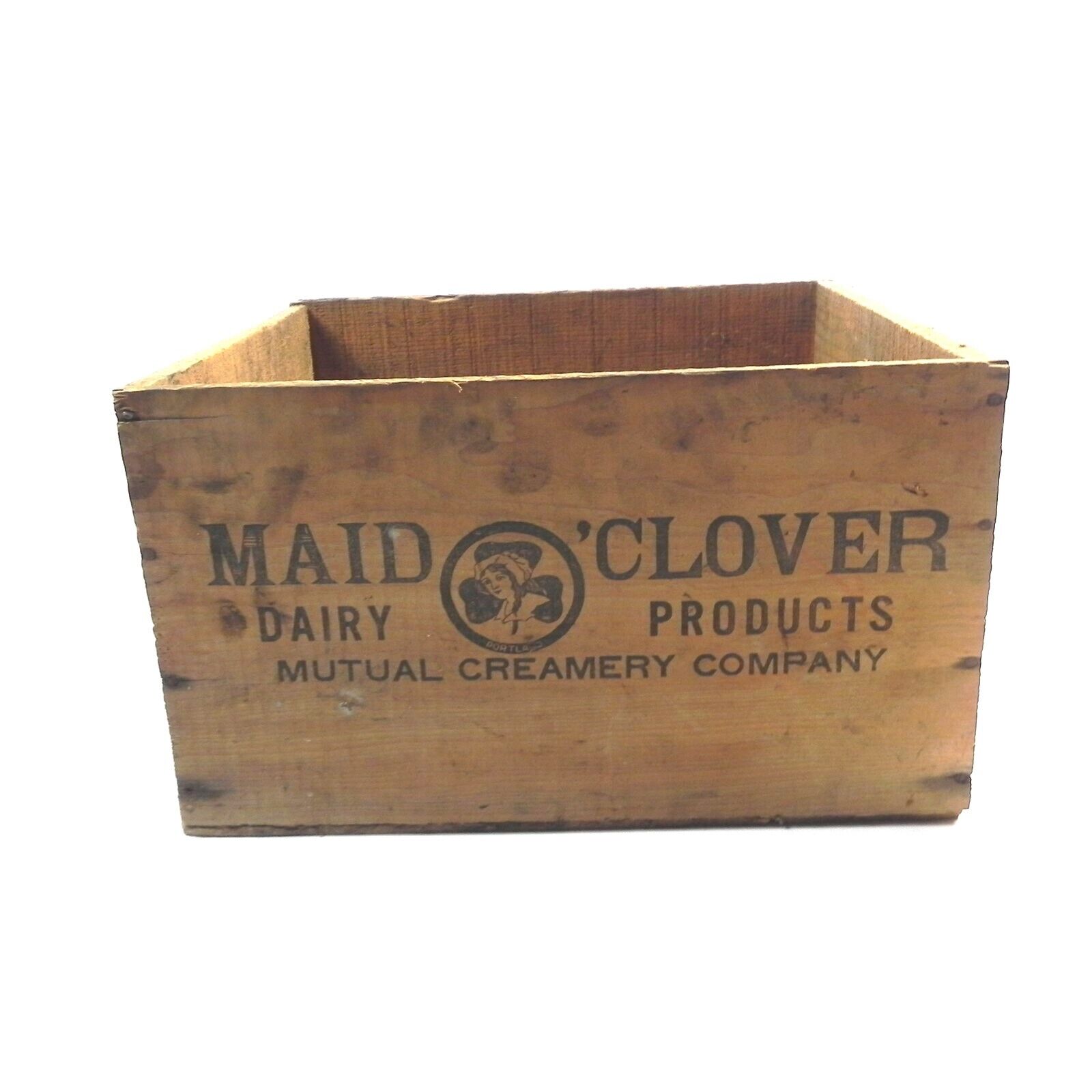 MAID CLOVER DARY PRODUCTS PORTLAND, OR WOODEN CRATE 17.25\