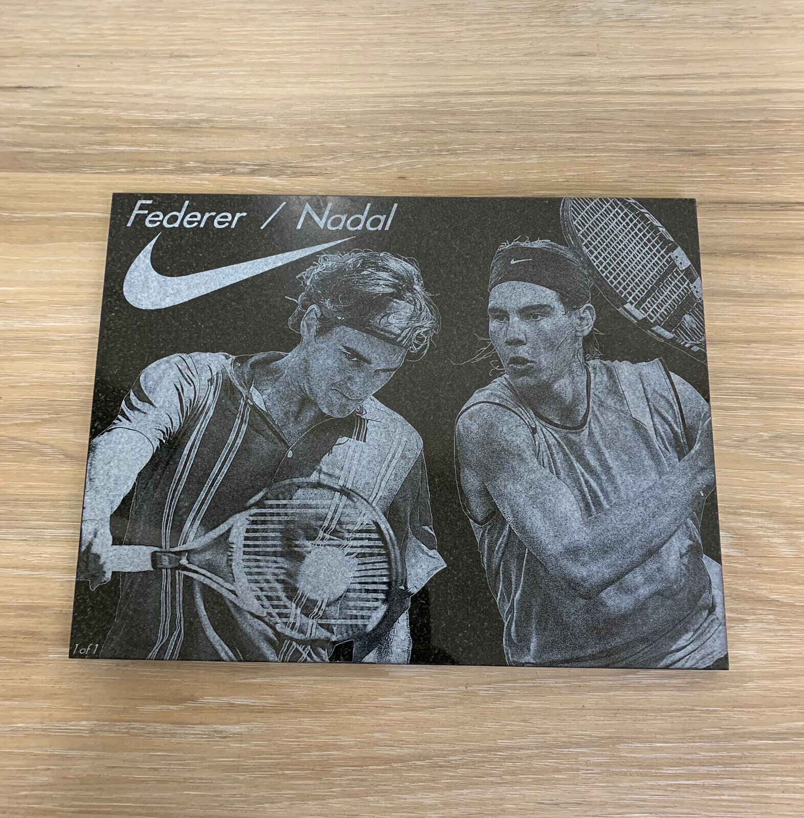 Granite Stone Etched Federer & Nadal Plaque Nike Black 1 Of 1