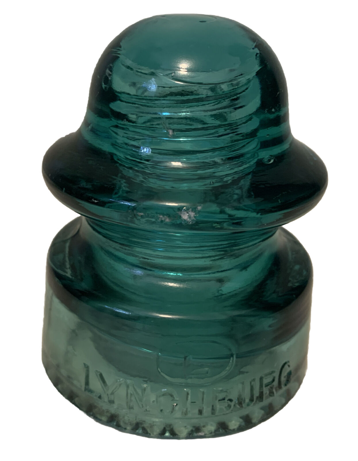 Vintage Green Blue Glass Lynchburg Electrical Insulator No. 38 Made in USA