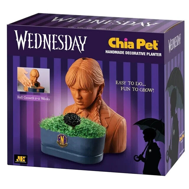 Chia Pet WEDNESDAY Decorative Pottery Planter Addam’s Family NEW in box