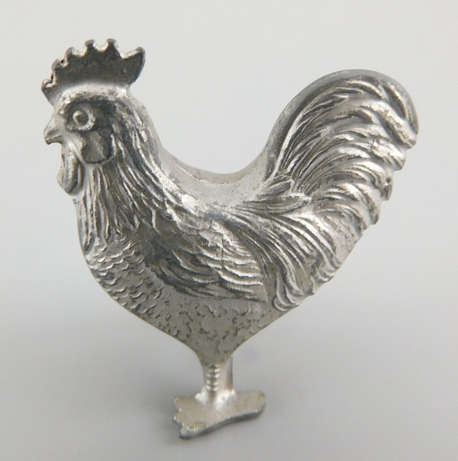 Miniature Rooster Chicken Metal Figurine Marked TT Vtg 1-1/8\