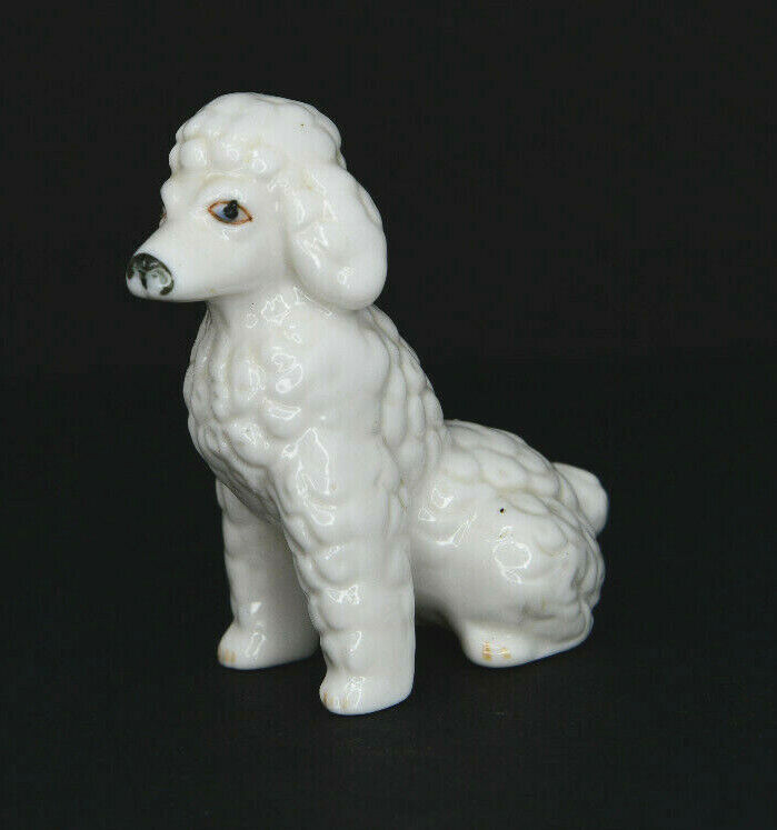 Bone China White Poodle Dog Figurine 3 1/2 in Tall