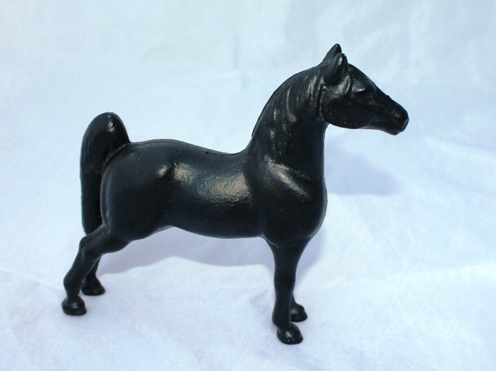 Cast Iron Saddlebred Horse Bank Figurine Doorstop Black Arabian Morgan