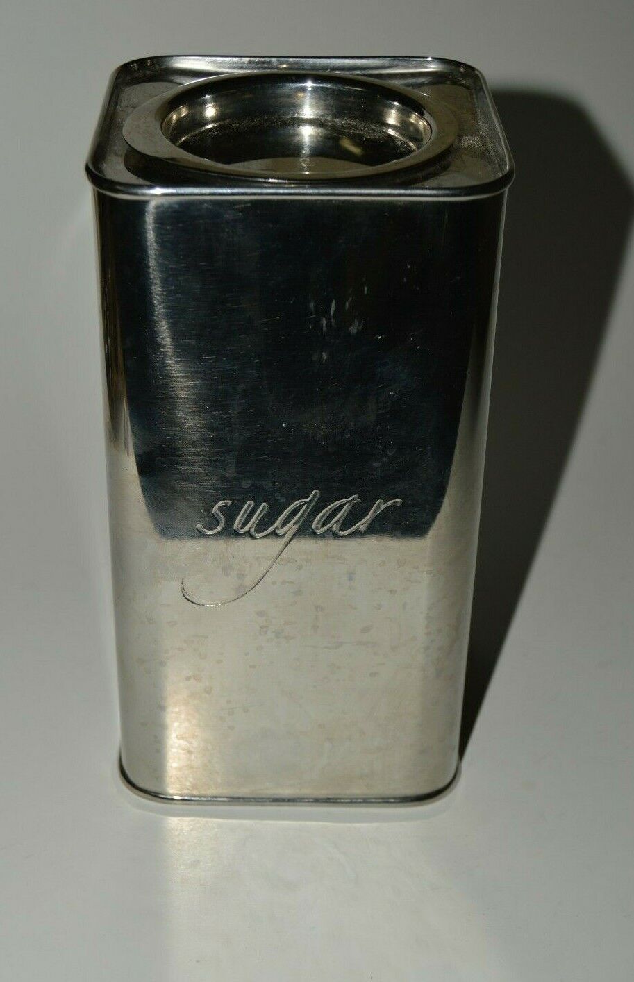 Nice Mid Century Silver Chrome Metal Tall SUGAR Canister Container Holder Rare