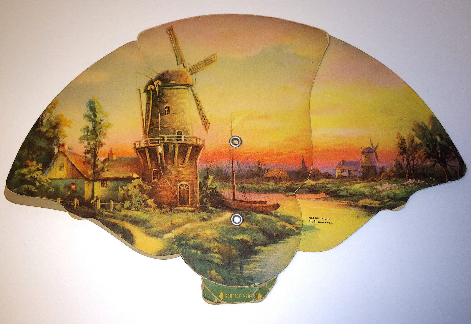 Rare Antique Phillips Funeral Home Windmill Advertising Fan Old 5 Digit Phone #