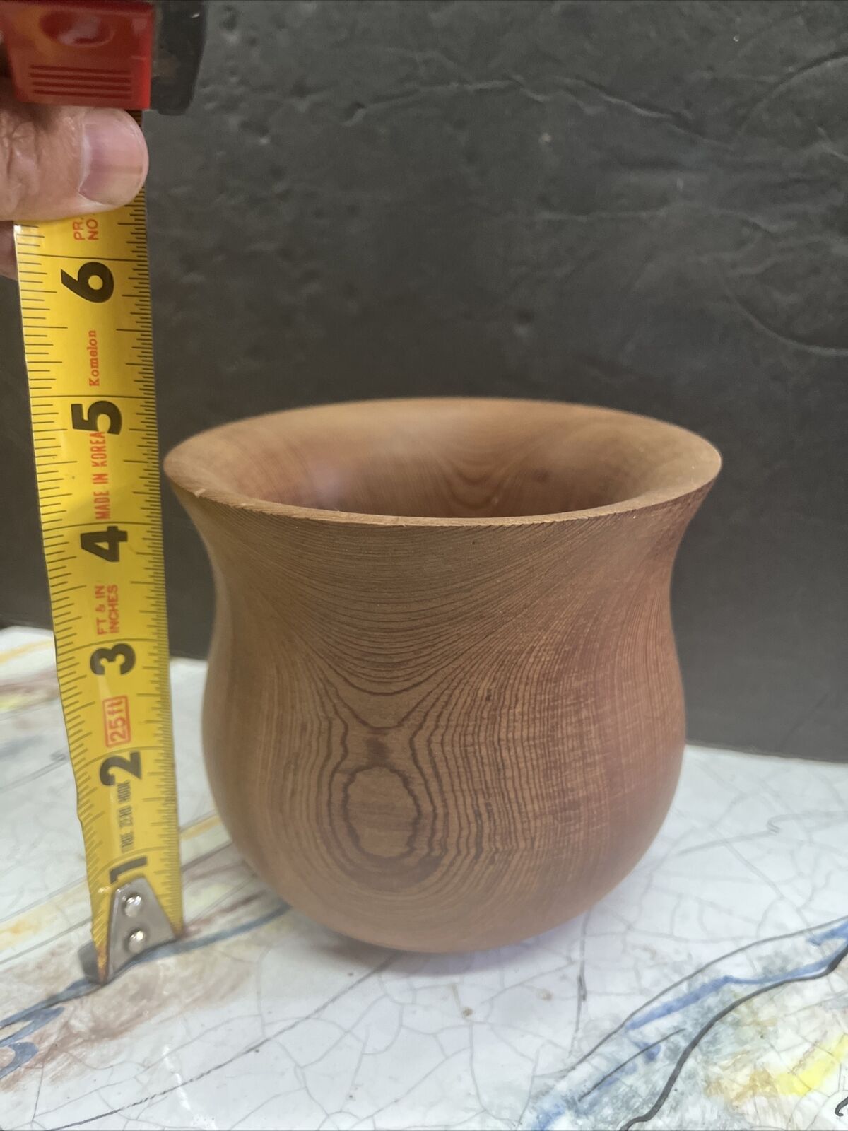 vintage bohemian hand made artist wood vase planter 