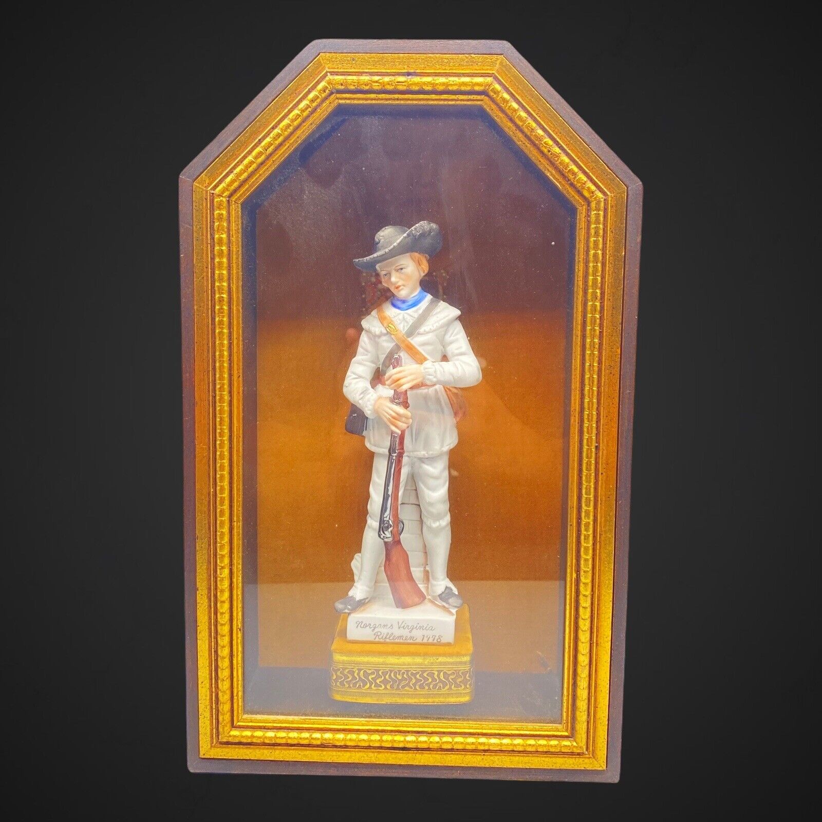 Vintage O'neal Norgans Virginia Riffemen 1778 Figurine W Case Soldier 13”Tall
