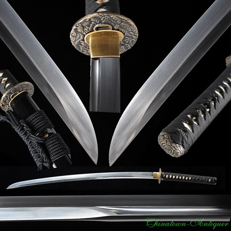 Double Edged Katana Manganese Steel Unokubitsukuri Japanese Samurai Sword #1400