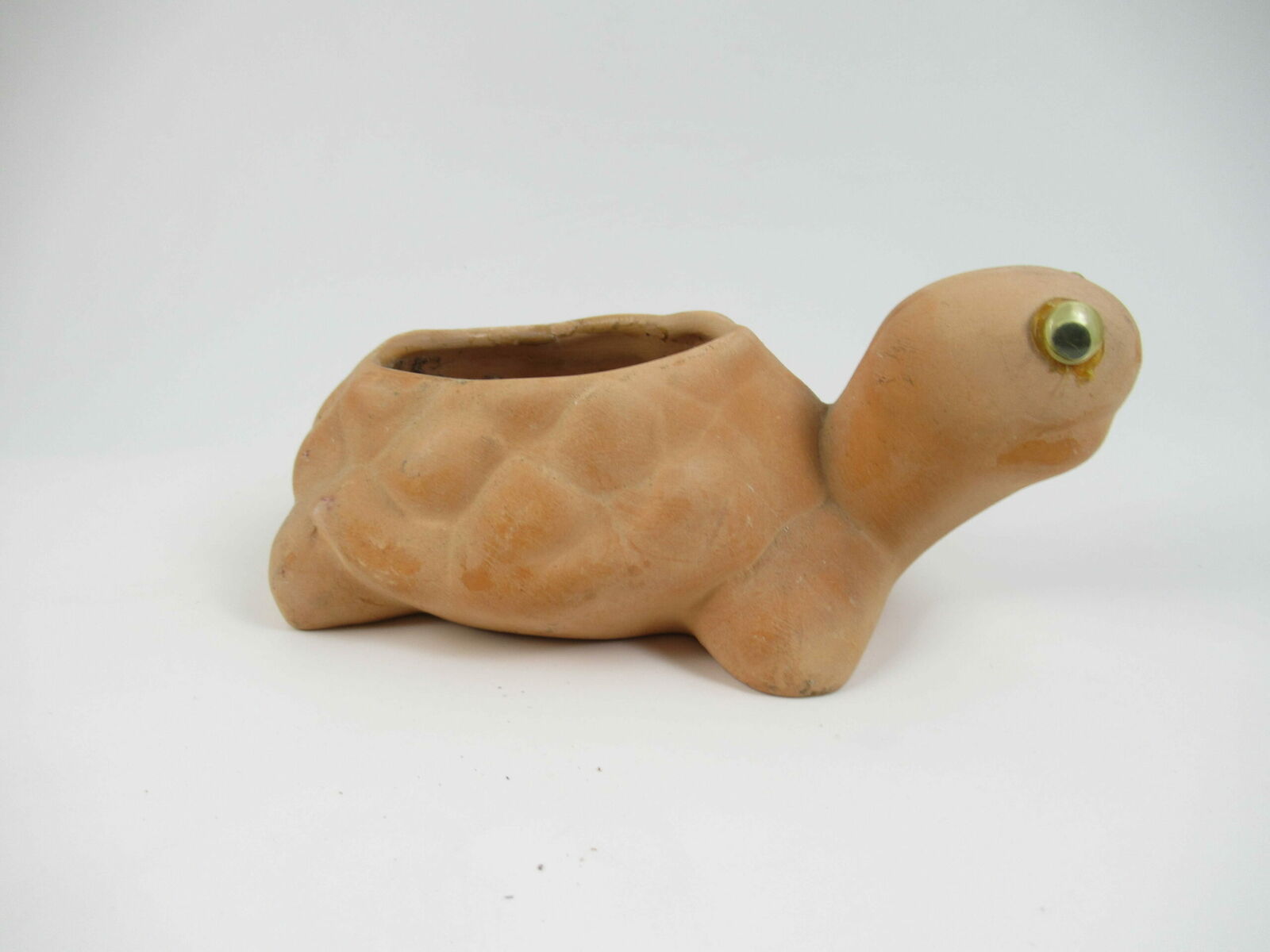 Vintage 6” Lifelike Turtle Handprinted Porcelain Candle Holder Paperweight