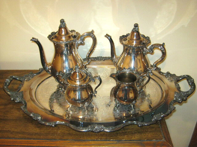 Collectible Silverplate - Complete 6 Piece Coffee/Tea Service-Wallace-Royal Rose