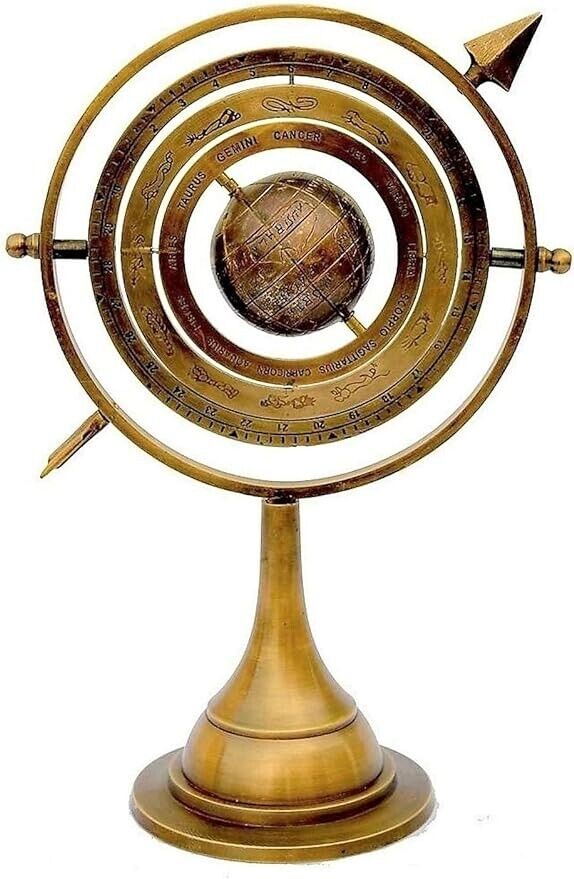Armillary Sphere Antique Brass with Sundial Arrow Nautical Maritime globe.
