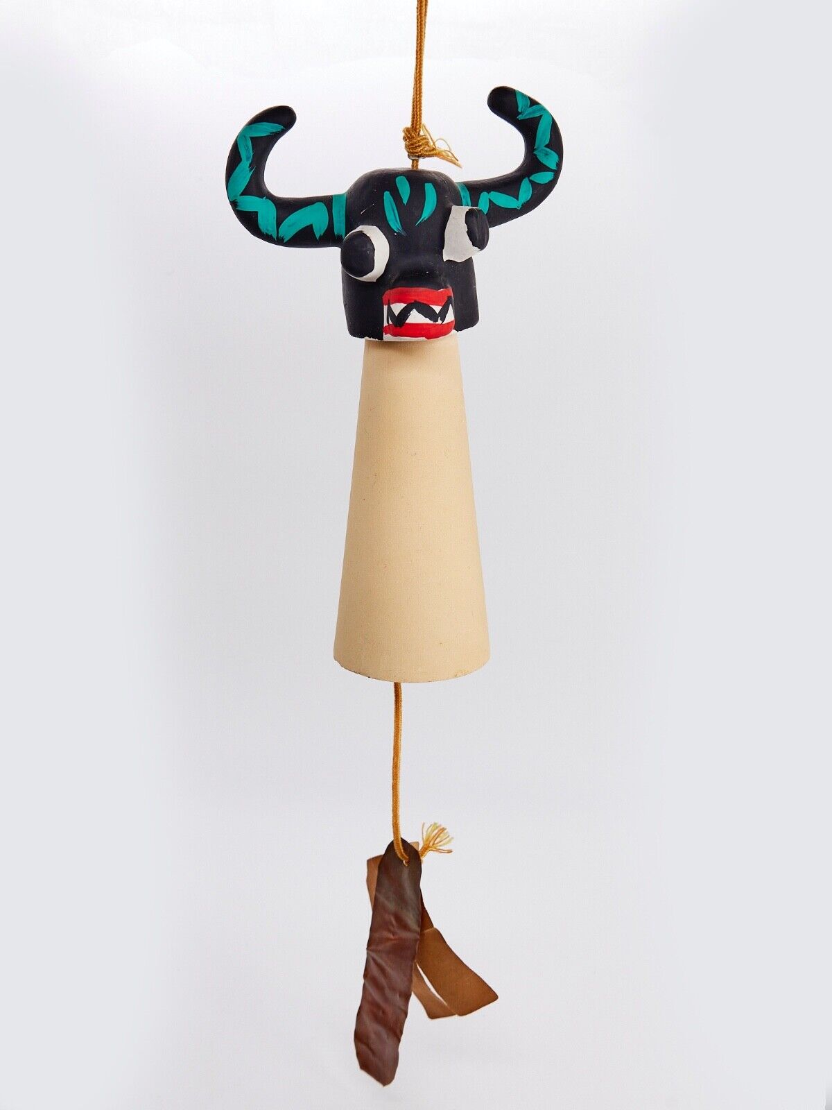 Vintage 1960’s Hopi Wind Chime Bell Ceramic Copper BLACK OGRE KACHINA Arizona