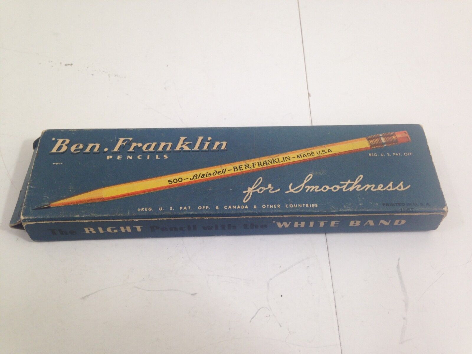 Vintage Cardboard Pencil Box BEN FRANKLIN Blaisdell Company Bethayres Penna