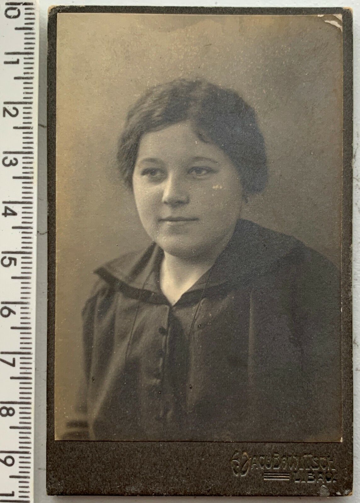 1900s CDV Yakubovich LIBAU Latvia Russia Woman Girl Antique Photo Visit Portrait