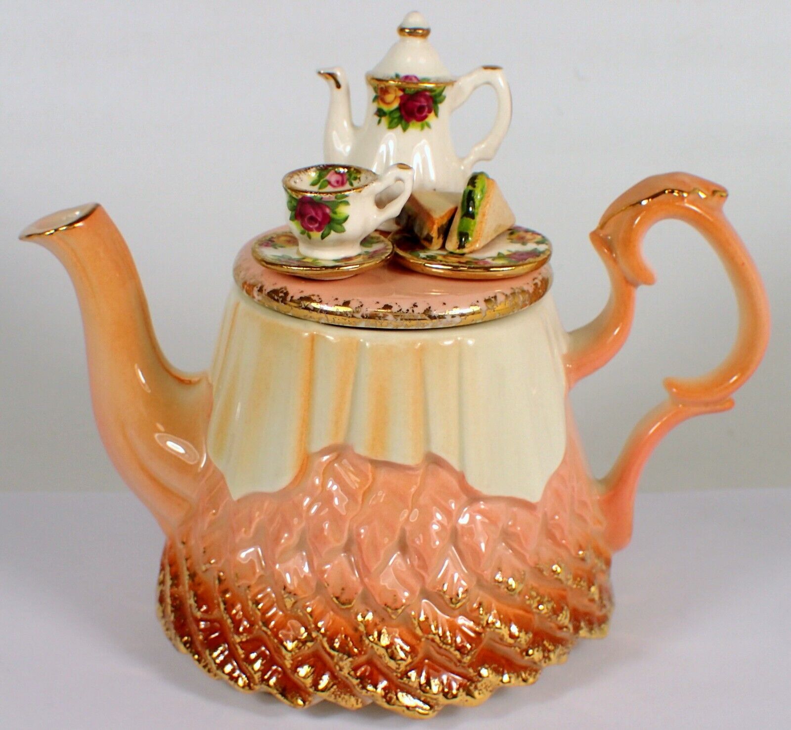 Vtg Royal Albert Old Country Roses Mini Teapot Afternoon Tea Table Earthenware