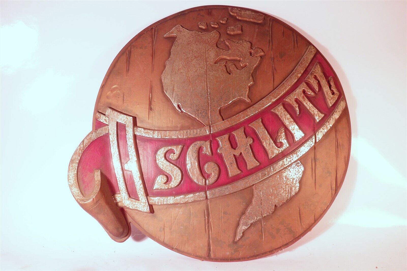 Very Large Vintage Schlitz Globe Beer Sign - 1974 Rare / Vintage 