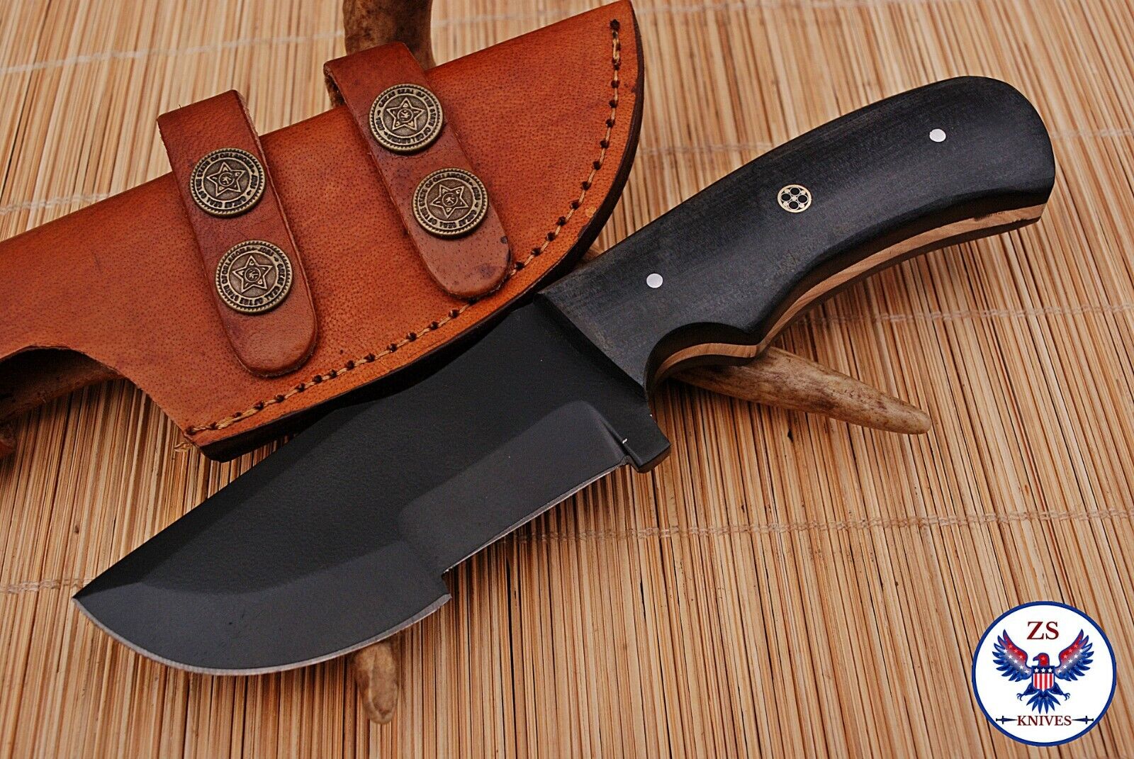 TRACKER 1095 CARBON STEEL TRACKER HUNTING KNIFE WITH MICARTA HANDLE - ZS 83