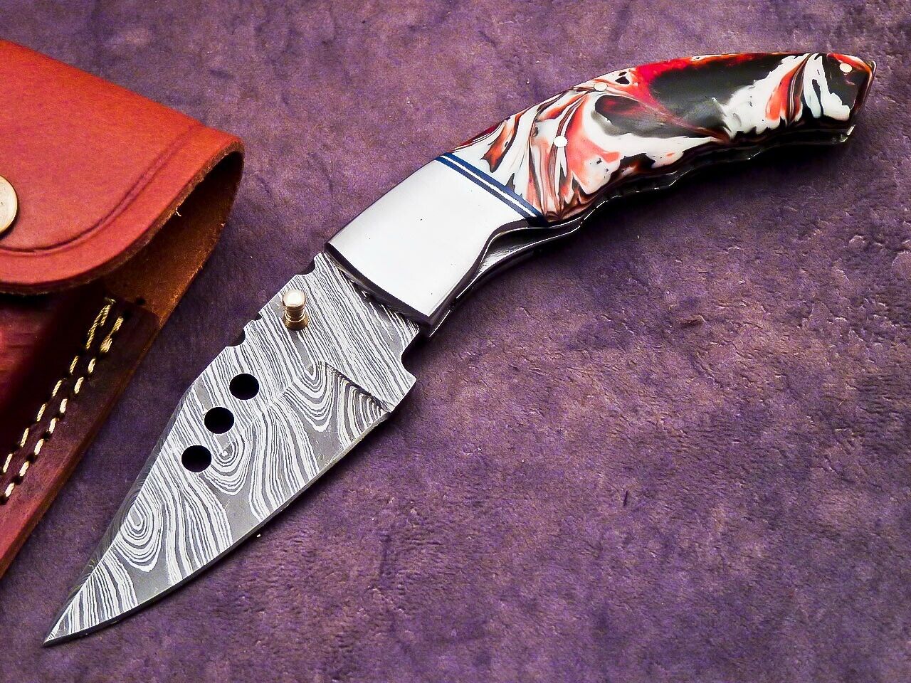 Custom Handmade Damascus Blade Pocket Folding Knife, POCKET KNIFE AZ-633