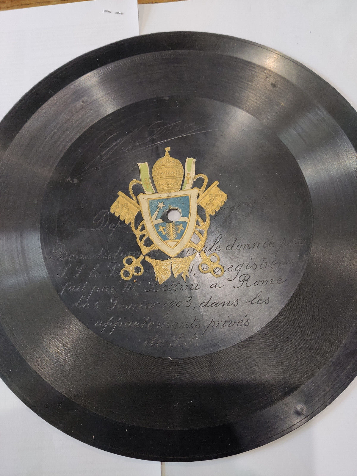 very rare Bettini record Pope recording 1903 signed and engraved Bettini