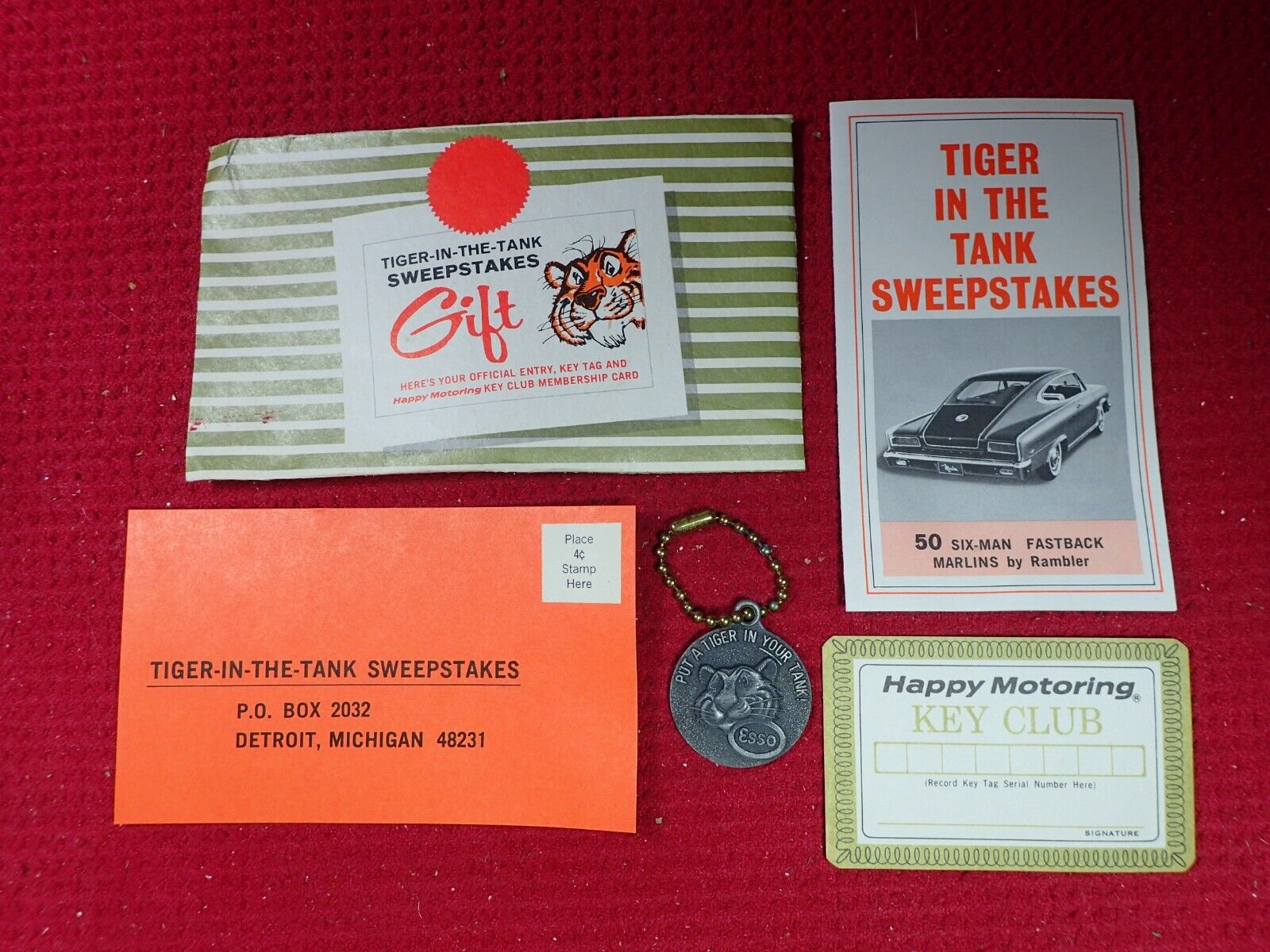 1965 Esso Never Opened Key Chain Sweepstake Envelope Gas Station Premium