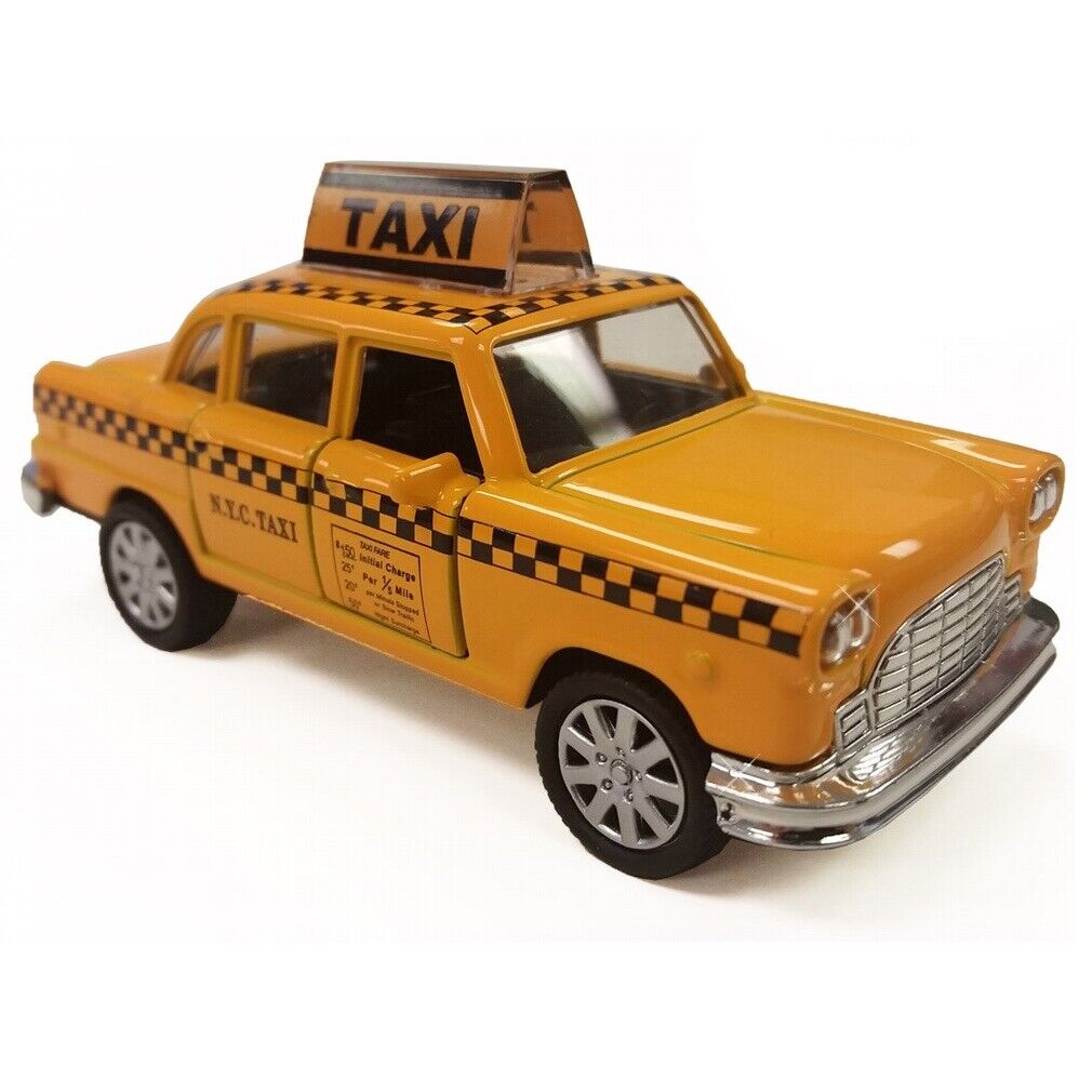 NYC Die Cast Taxi Cab Place Card Holder - New York City Pullback Taxicab Diecast