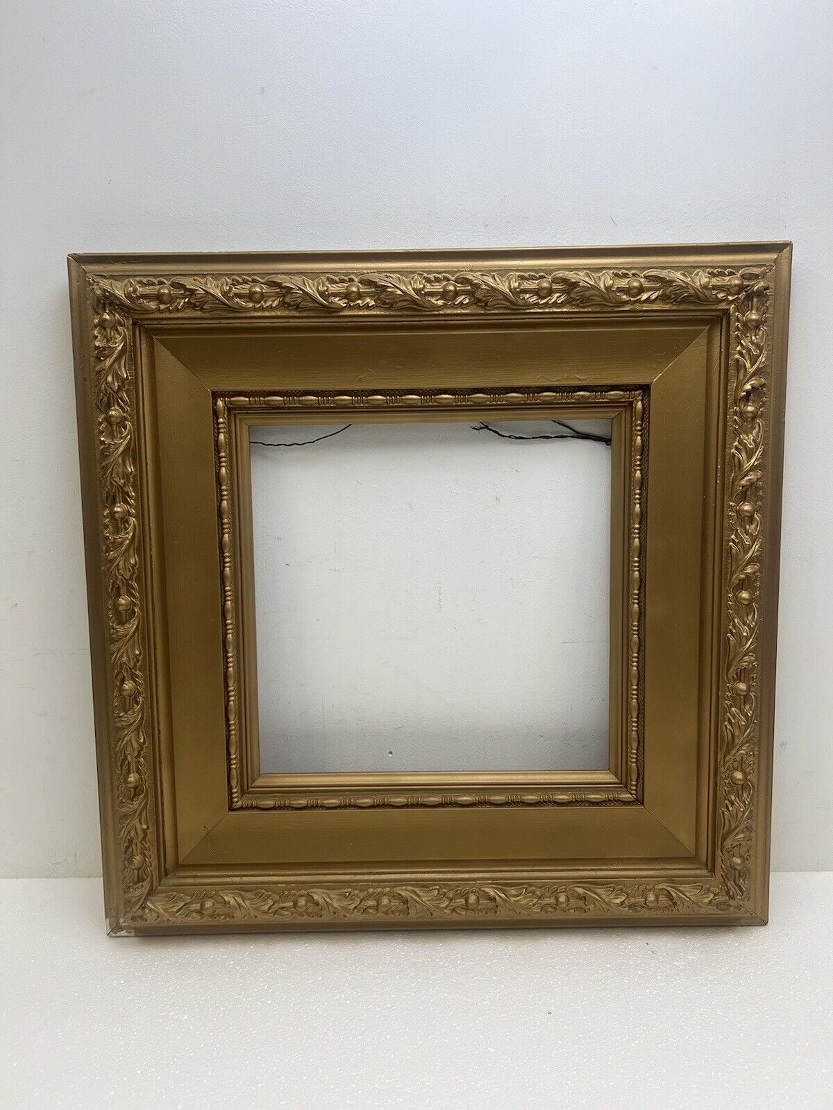 Antique Picture Frame gold wood vintage ornate gesso FITS 14 x 14 LARGE layered