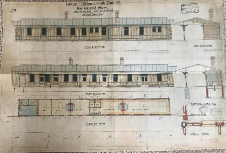 RAILWAY HISTORY EAST GRINSTEAD STATION ARCHITECTURAL CONTRACT DRAWING 1882