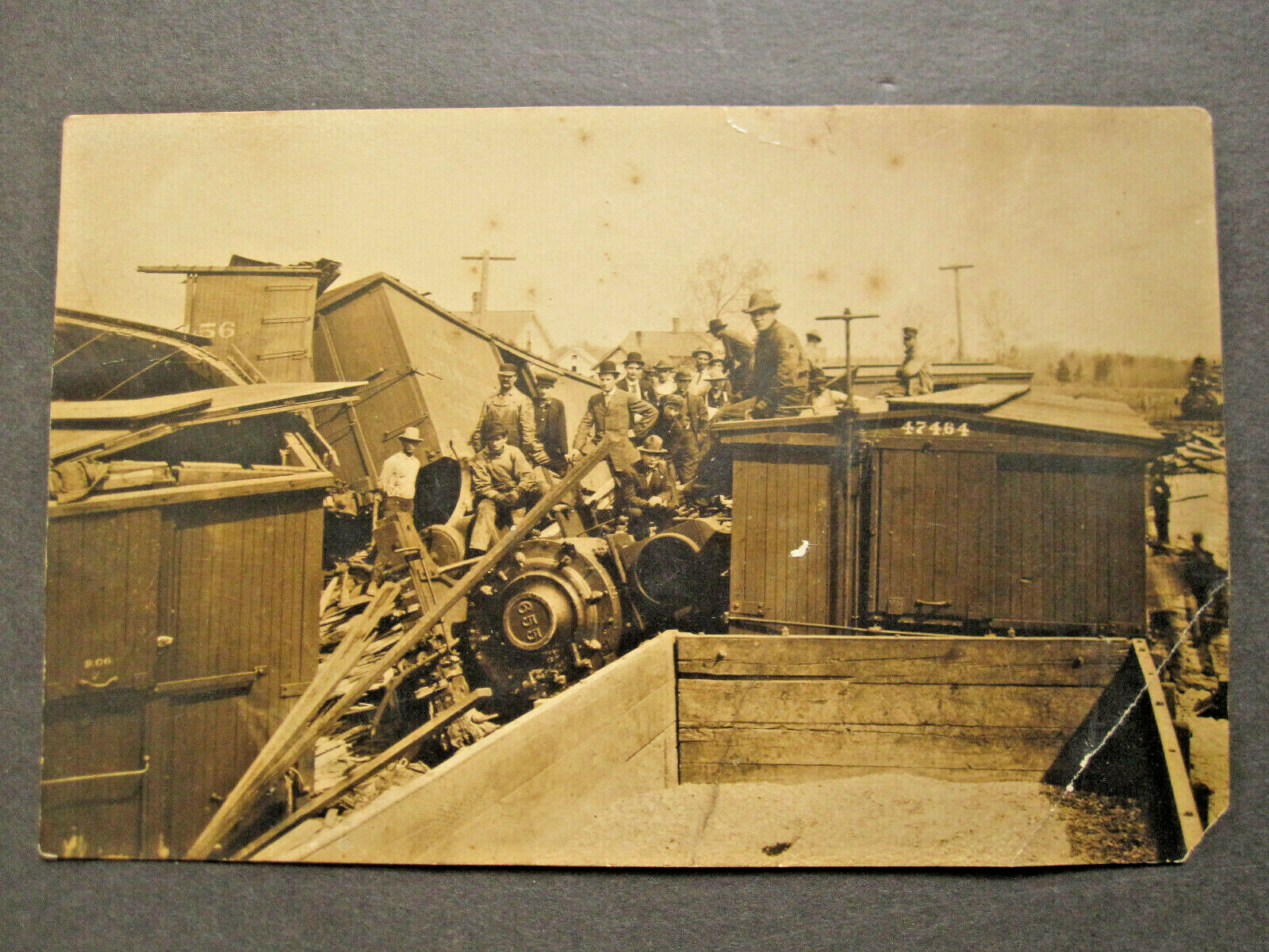 1906 Mazomanie WI CannonBall Eng#655 head-on collision Train Wreck RPPC Postcard
