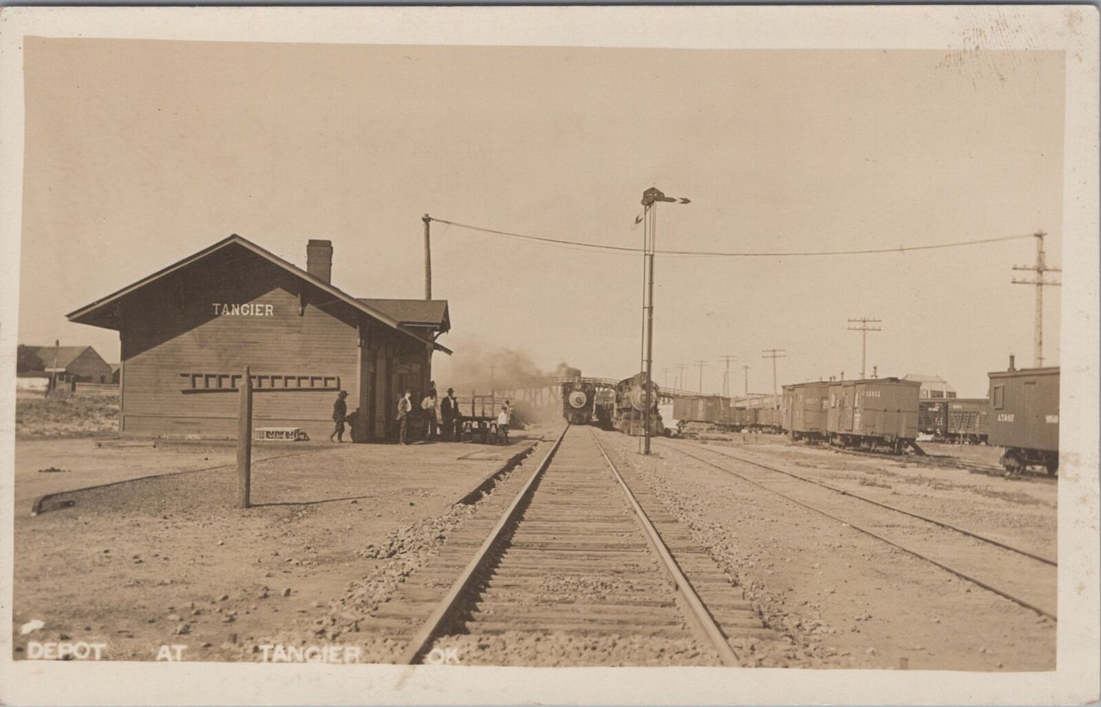 Tangier Railroad Depot Trains c1910s? RPPC Photo Postcard
