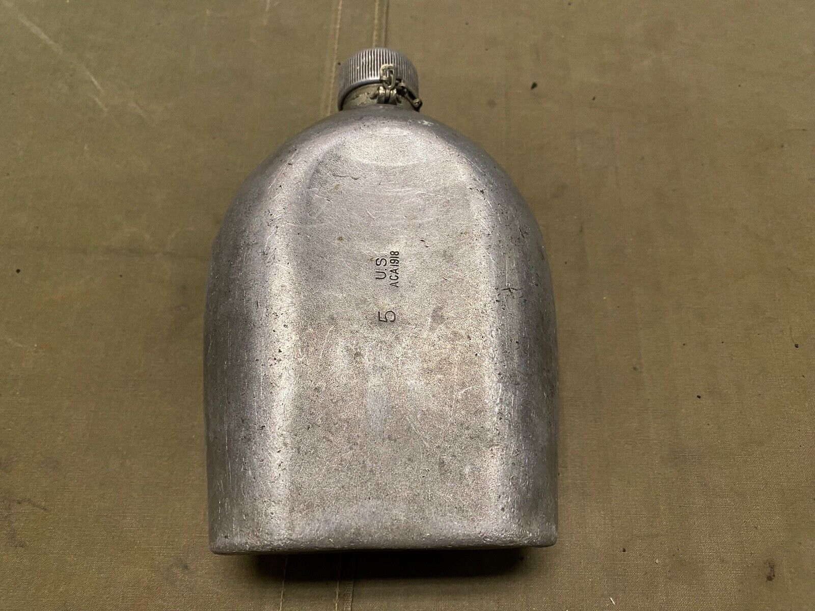 ORIGINAL WWI WWII US ARMY M1910 METAL TOP CANTEEN-DATED:1918