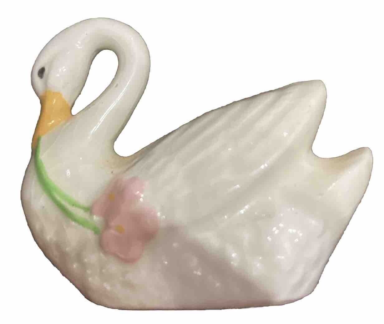 Vintage Small Ceramic White Swan Figurine